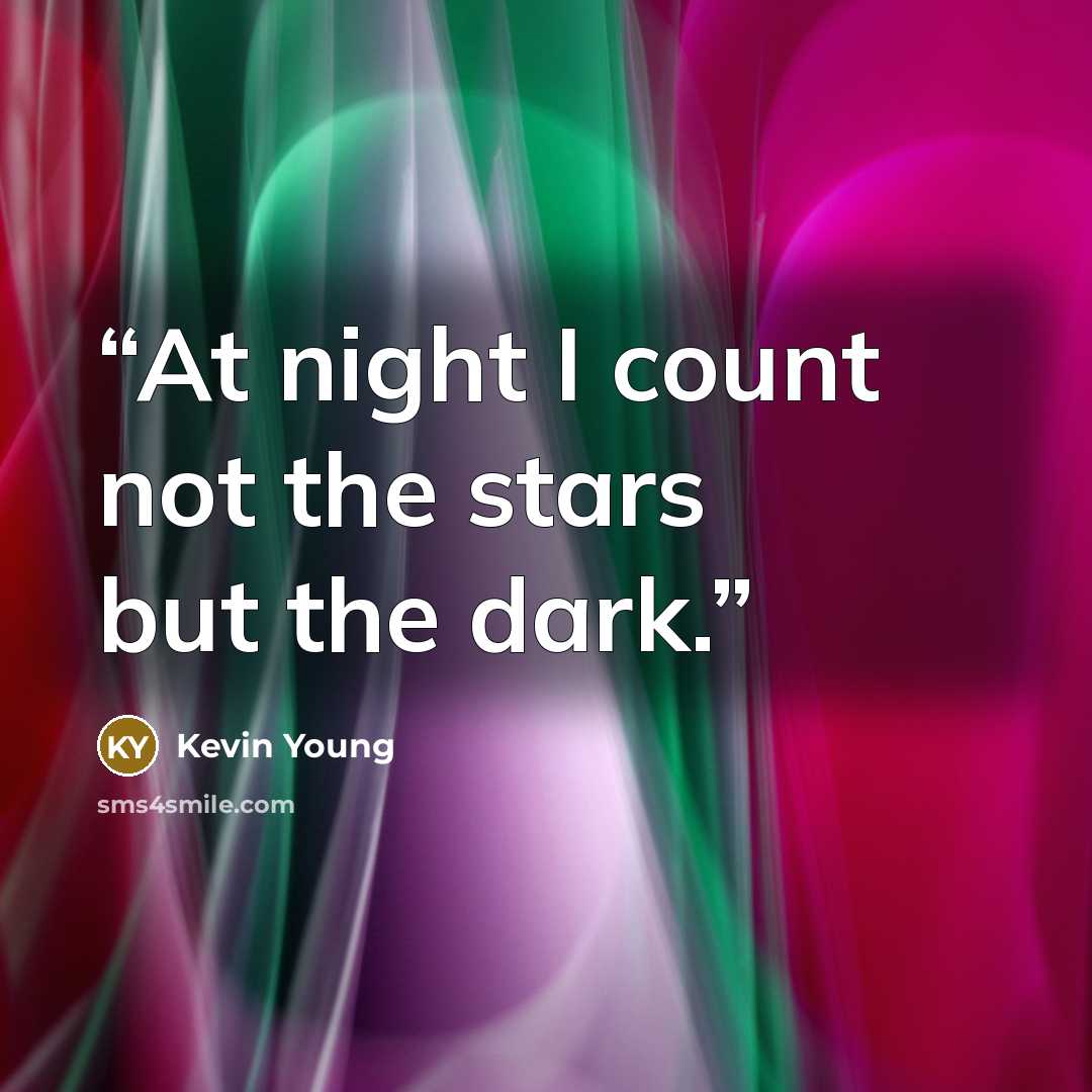“At night I count not the stars but the dark.” quote by Kevin Young