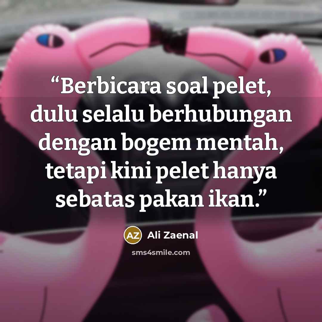 “Berbicara soal pelet, dulu selalu berhubungan dengan bogem mentah, tetapi kini pelet hanya sebatas pakan ikan.” quote by Ali Zaenal