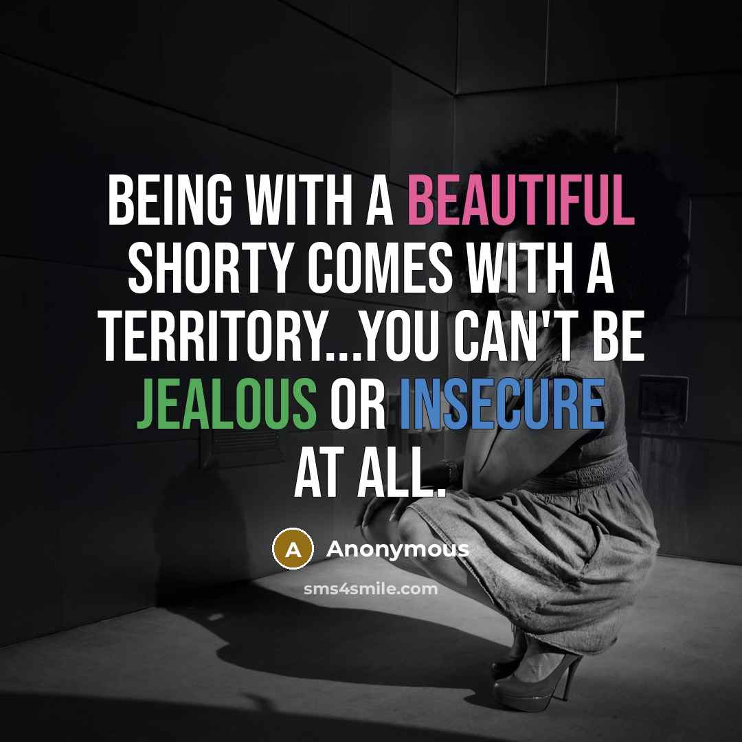 “Being with a beautiful shorty comes with a territory...you can't be jealous or insecure at all.” quote by Anonymous