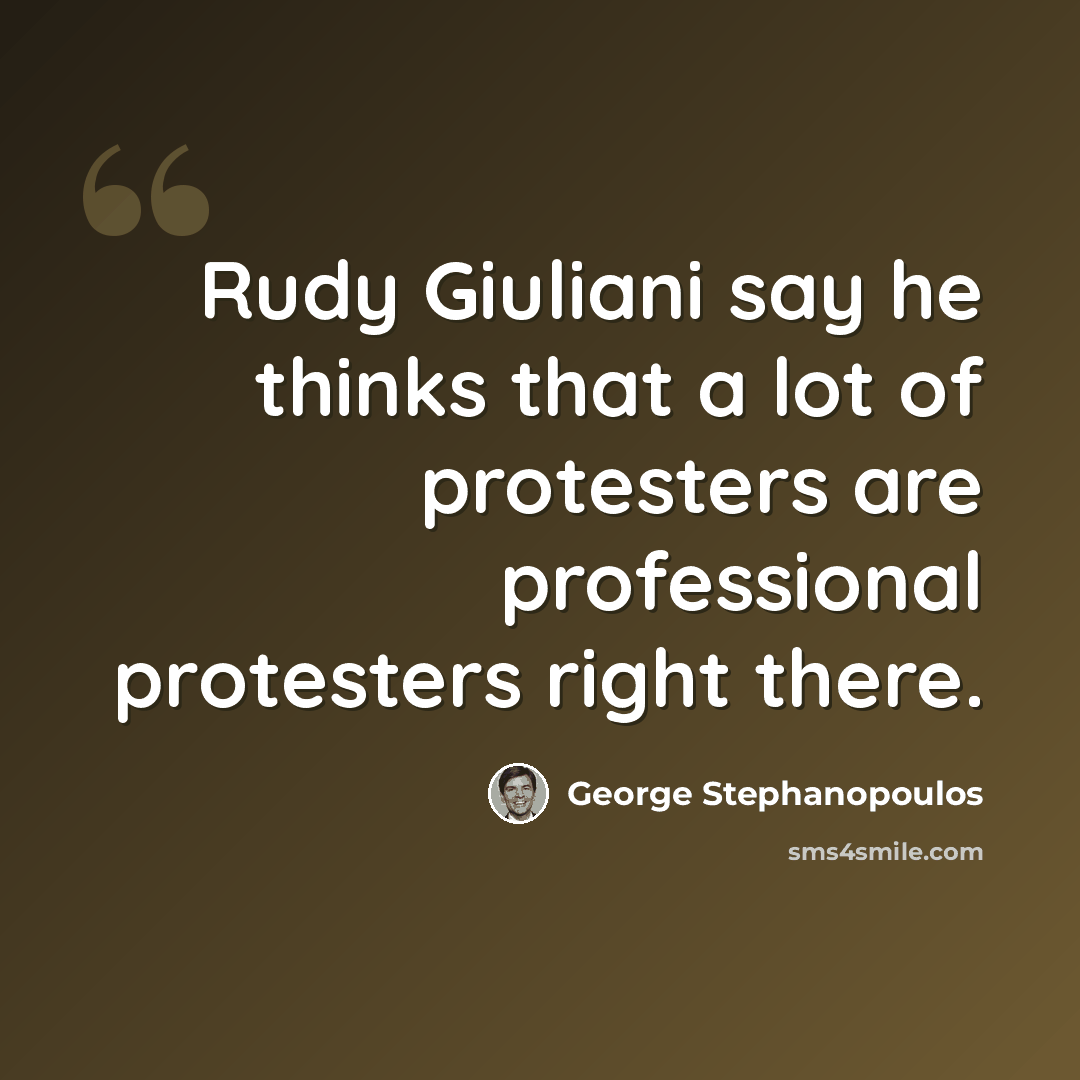 “Rudy Giuliani say he thinks that a lot of protesters are professional protesters right there.” quote by George Stephanopoulos
