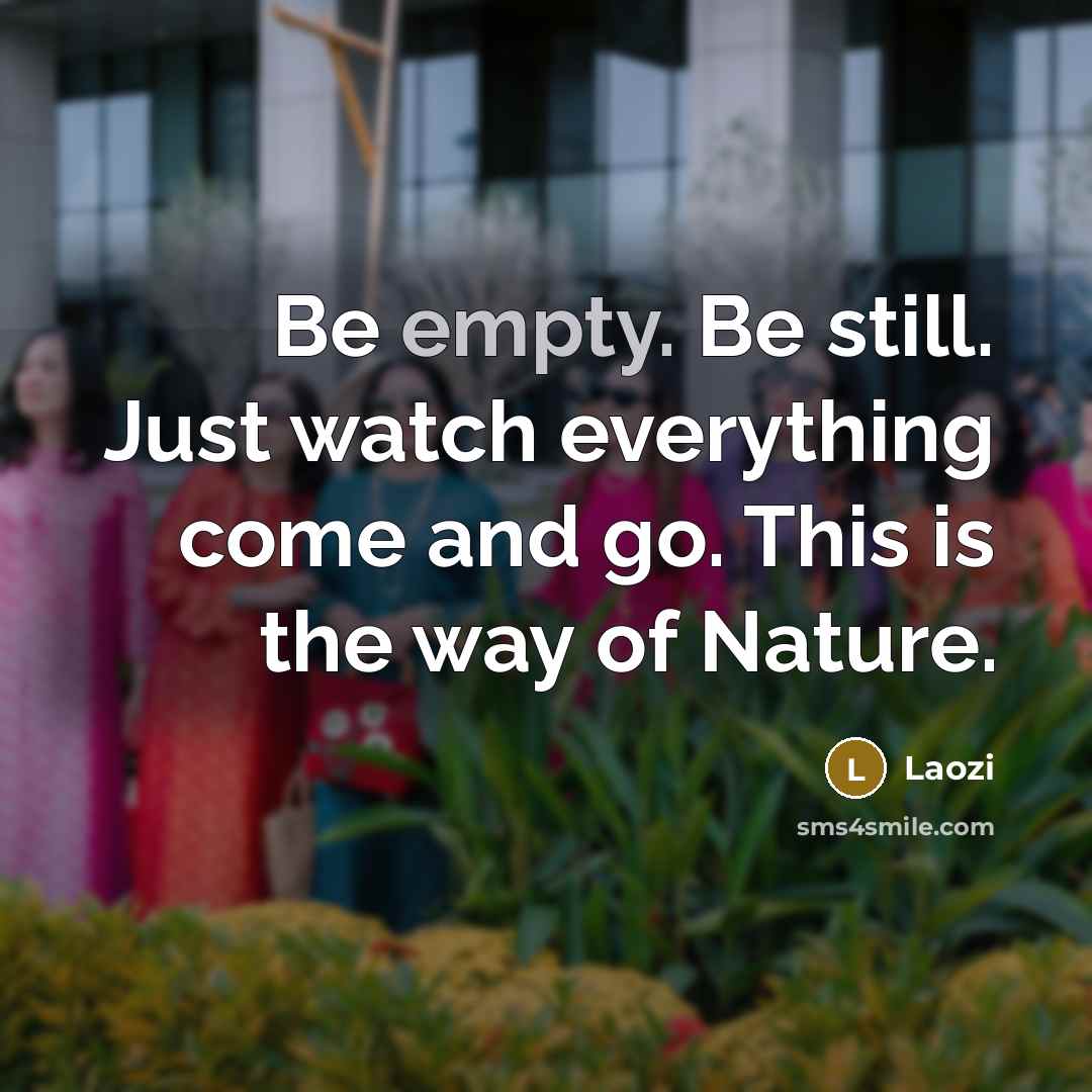 “Be empty. Be still. Just watch everything come and go. This is the way of Nature.” quote by Laozi