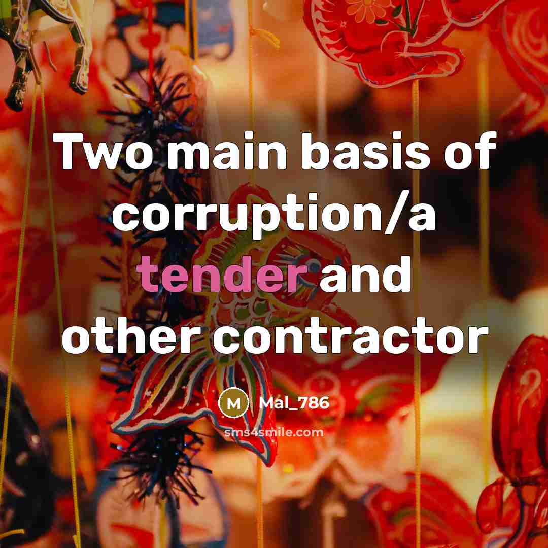 “Two main basis of corruption/a tender and other contractor” quote by Mal_786