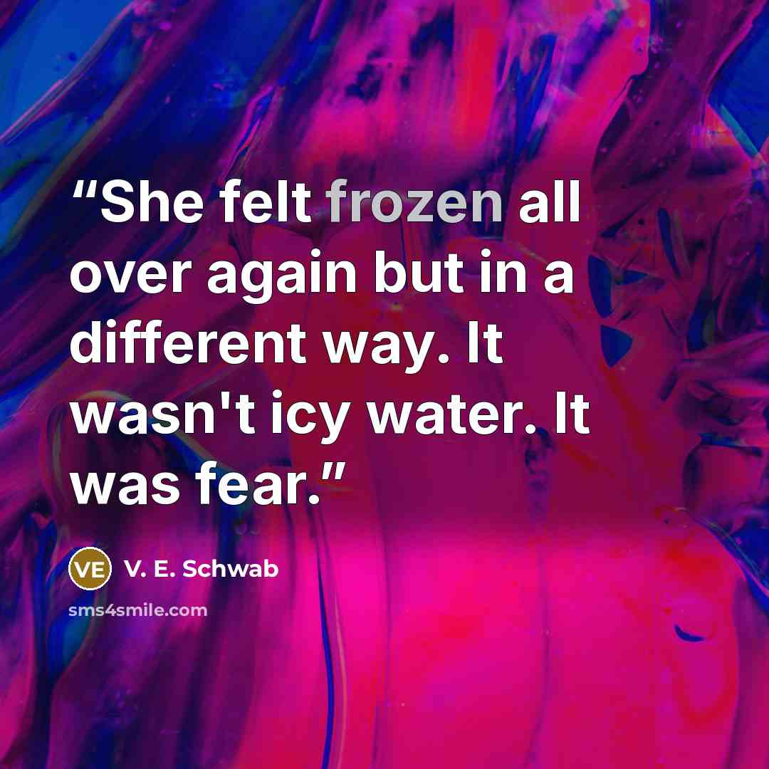 “She felt frozen all over again but in a different way. It wasn't icy water. It was fear.” quote by V. E. Schwab