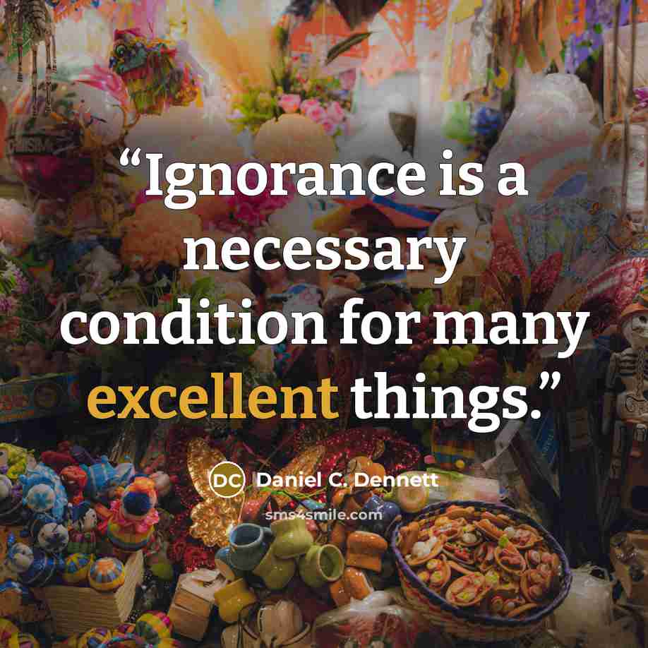 “Ignorance is a necessary condition for many excellent things.” quote by Daniel C. Dennett