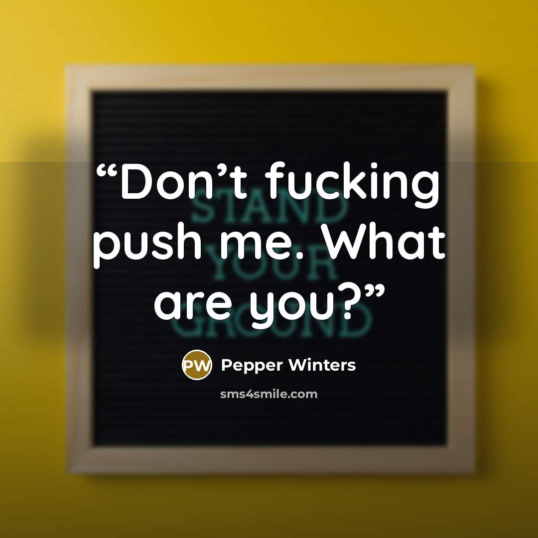 “Don’t fucking push me. What are you?” quote by Pepper Winters