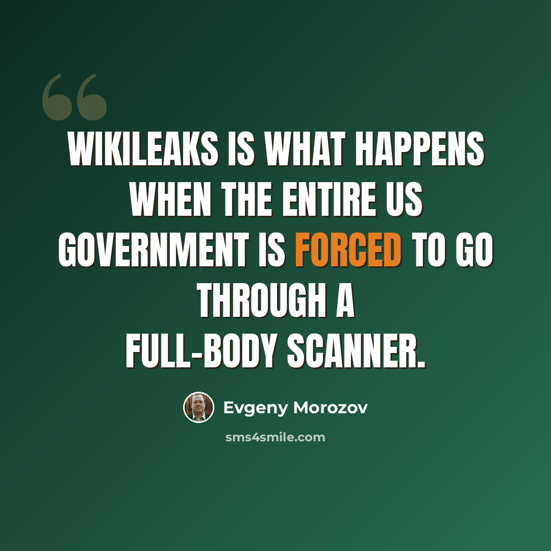 “WikiLeaks is what happens when the entire US government is forced to go through a full-body scanner.” quote by Evgeny Morozov