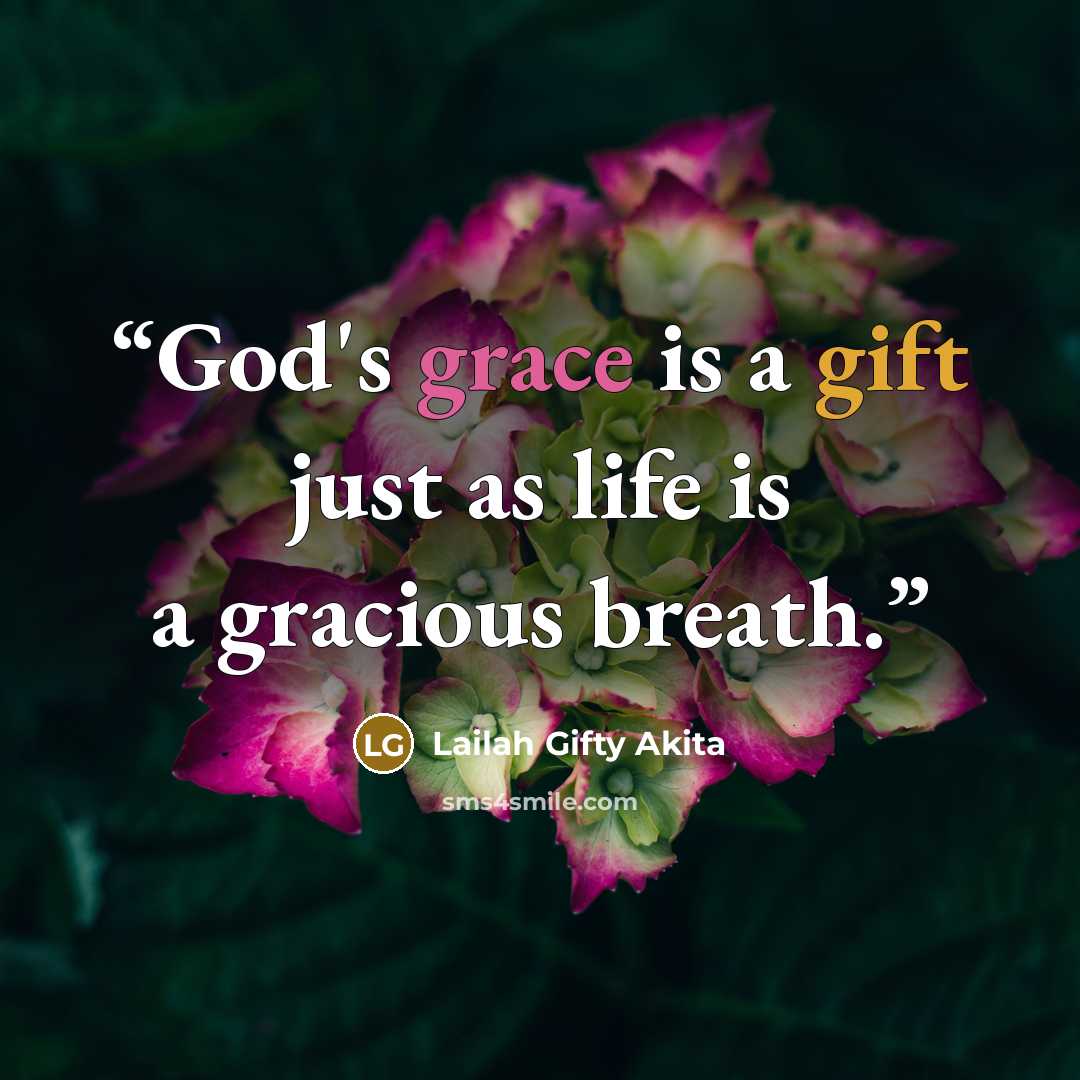 “God's grace is a gift just as life is a gracious breath.” quote by Lailah Gifty Akita