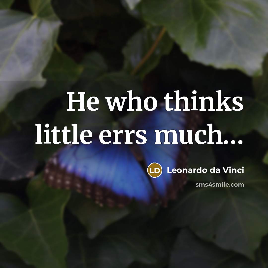 “He who thinks little errs much…” quote by Leonardo da Vinci