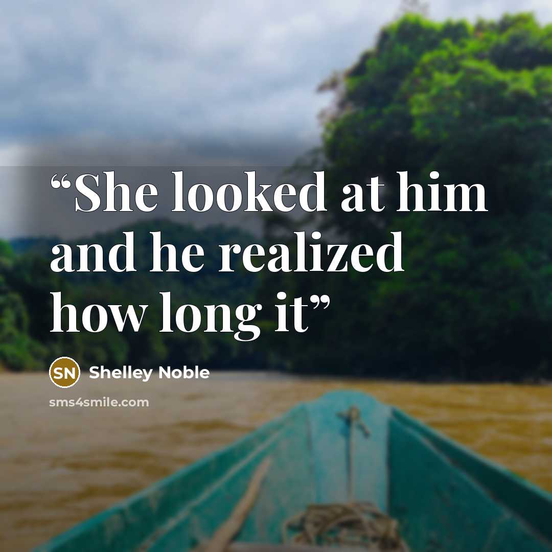 “She looked at him and he realized how long it” quote by Shelley Noble
