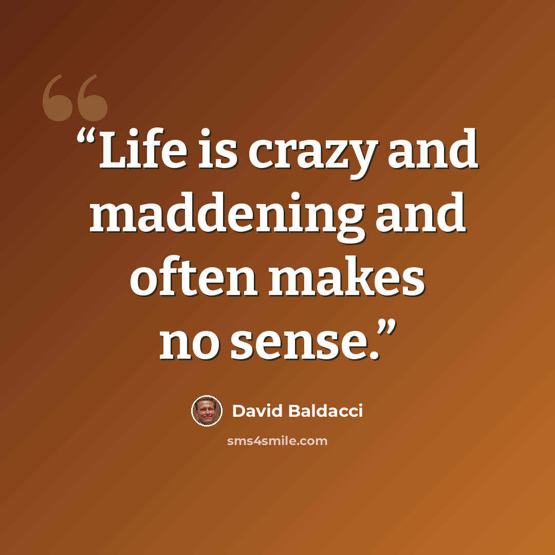 “Life is crazy and maddening and often makes no sense.” quote by David Baldacci