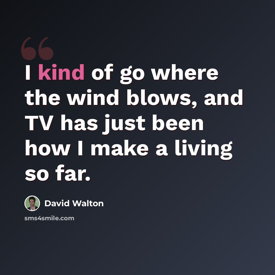 “I kind of go where the wind blows, and TV has just been how I make a living so far.” quote by David Walton