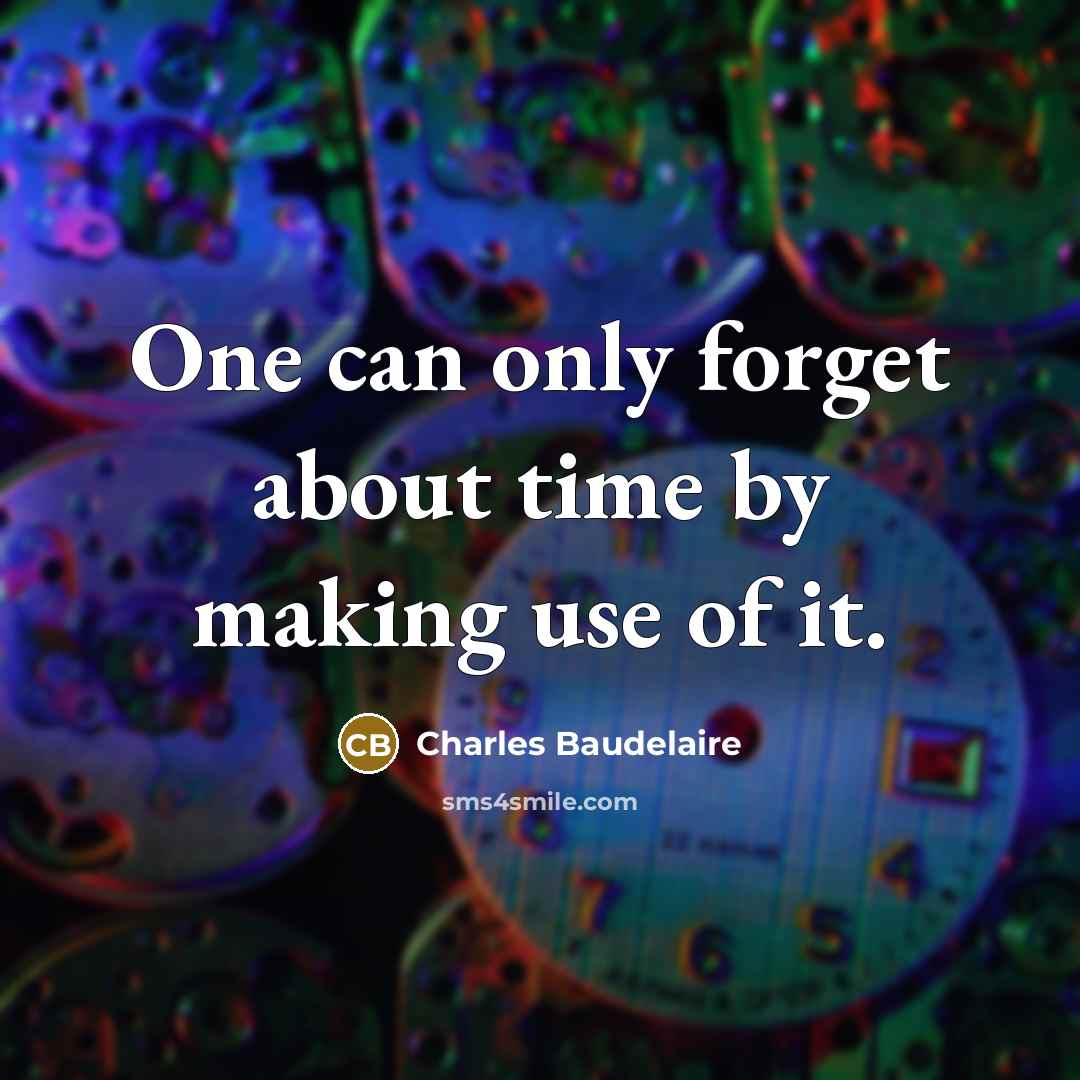 “One can only forget about time by making use of it.” quote by Charles Baudelaire