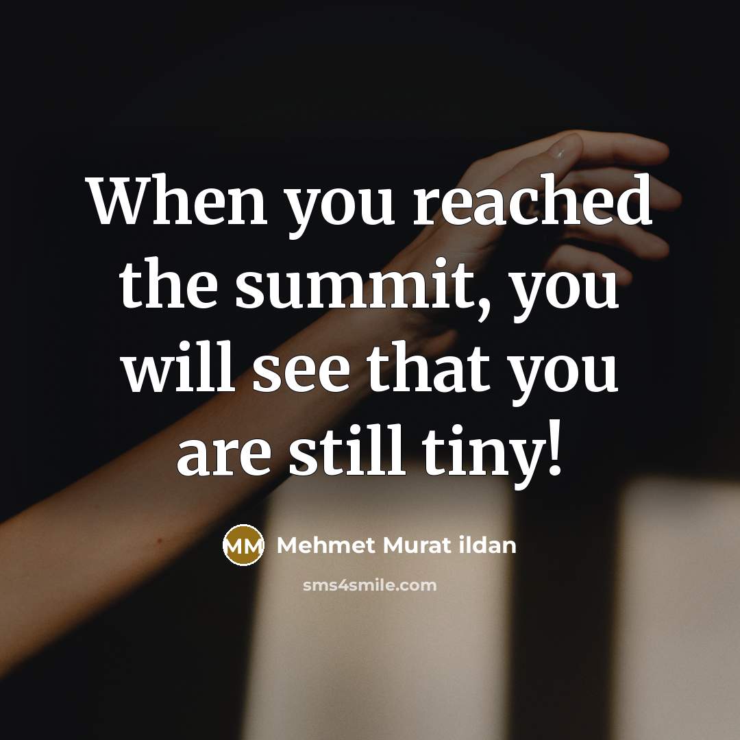 “When you reached the summit, you will see that you are still tiny!” quote by Mehmet Murat Ildan