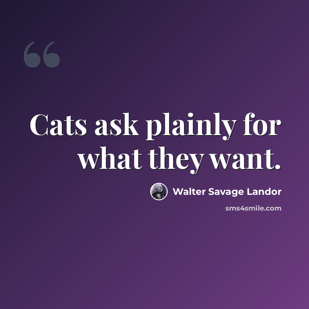 “Cats ask plainly for what they want.” quote by Walter Savage Landor