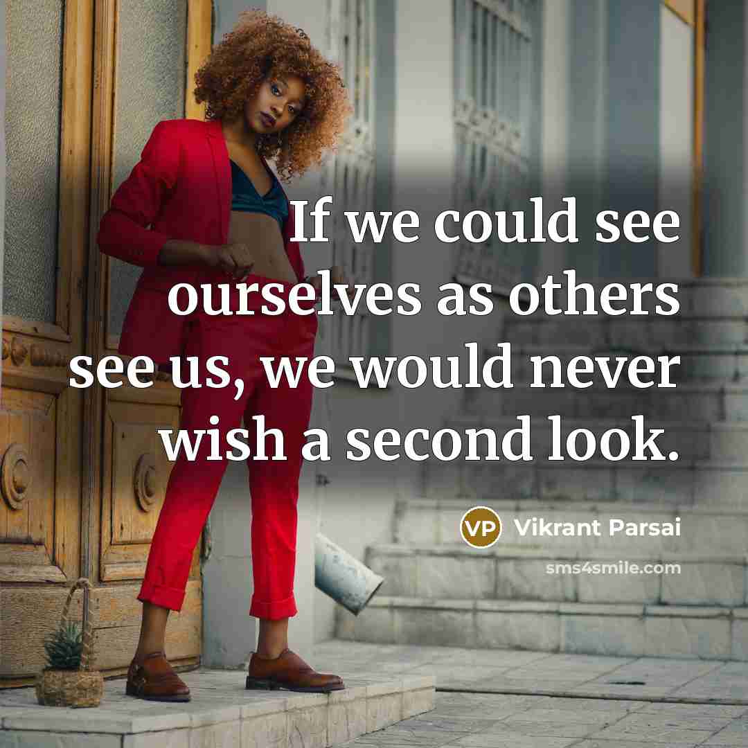 “If we could see ourselves as others see us, we would never wish a second look.” quote by Vikrant Parsai