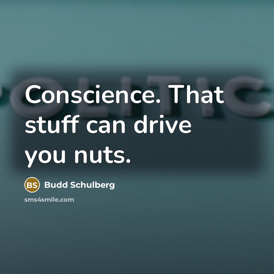“Conscience. That stuff can drive you nuts.” quote by Budd Schulberg
