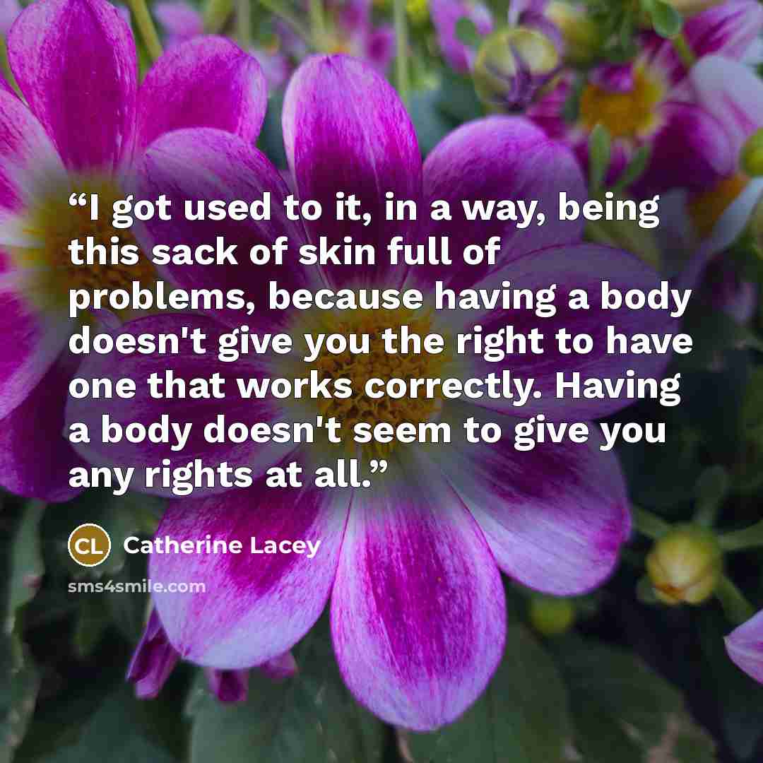 “I got used to it, in a way, being this sack of skin full of problems, because having a body doesn't give you the right to have one that works correctly. Having a body doesn't seem to give you any rights at all.” quote by Catherine Lacey