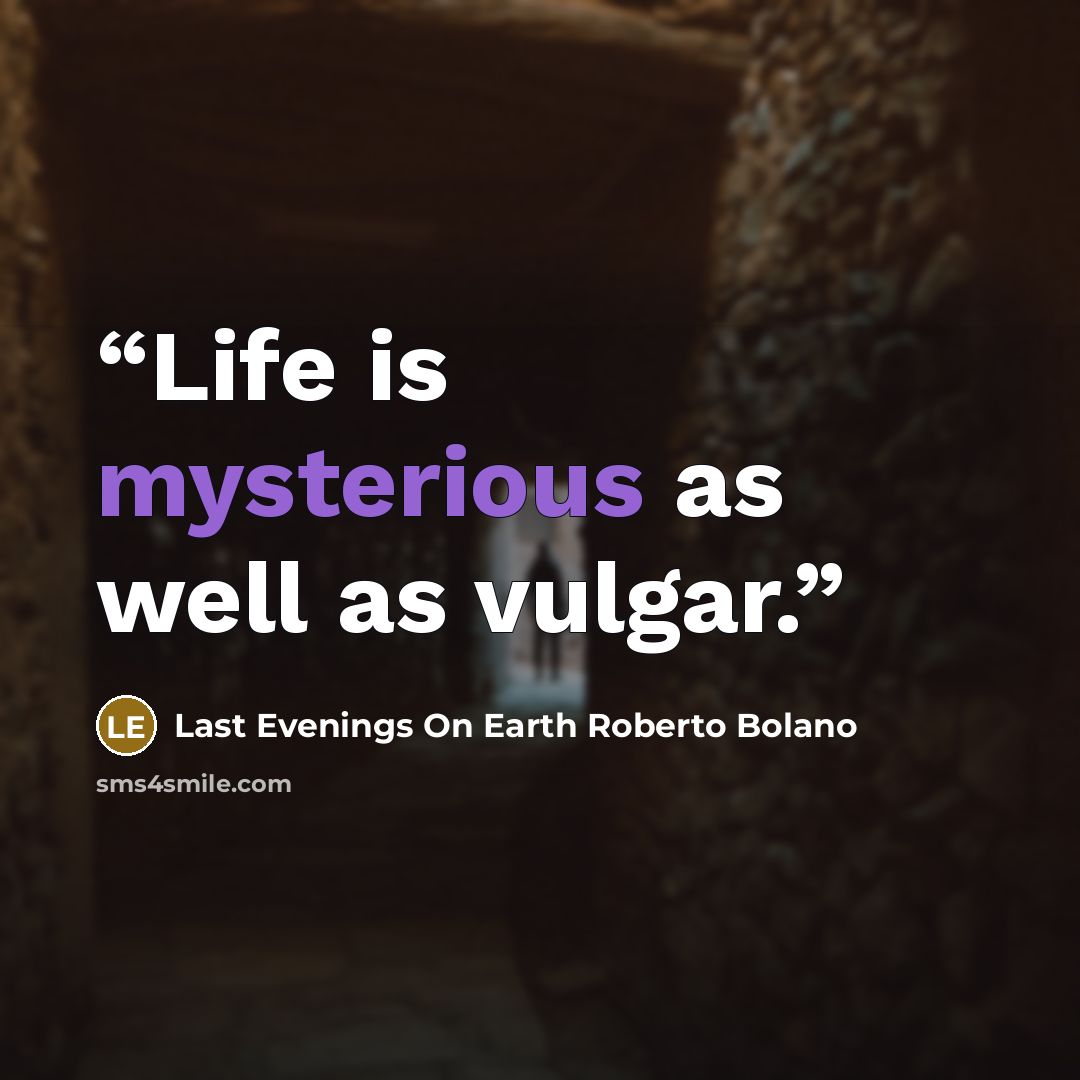 “Life is mysterious as well as vulgar.” quote by Last Evenings On Earth Roberto Bolano