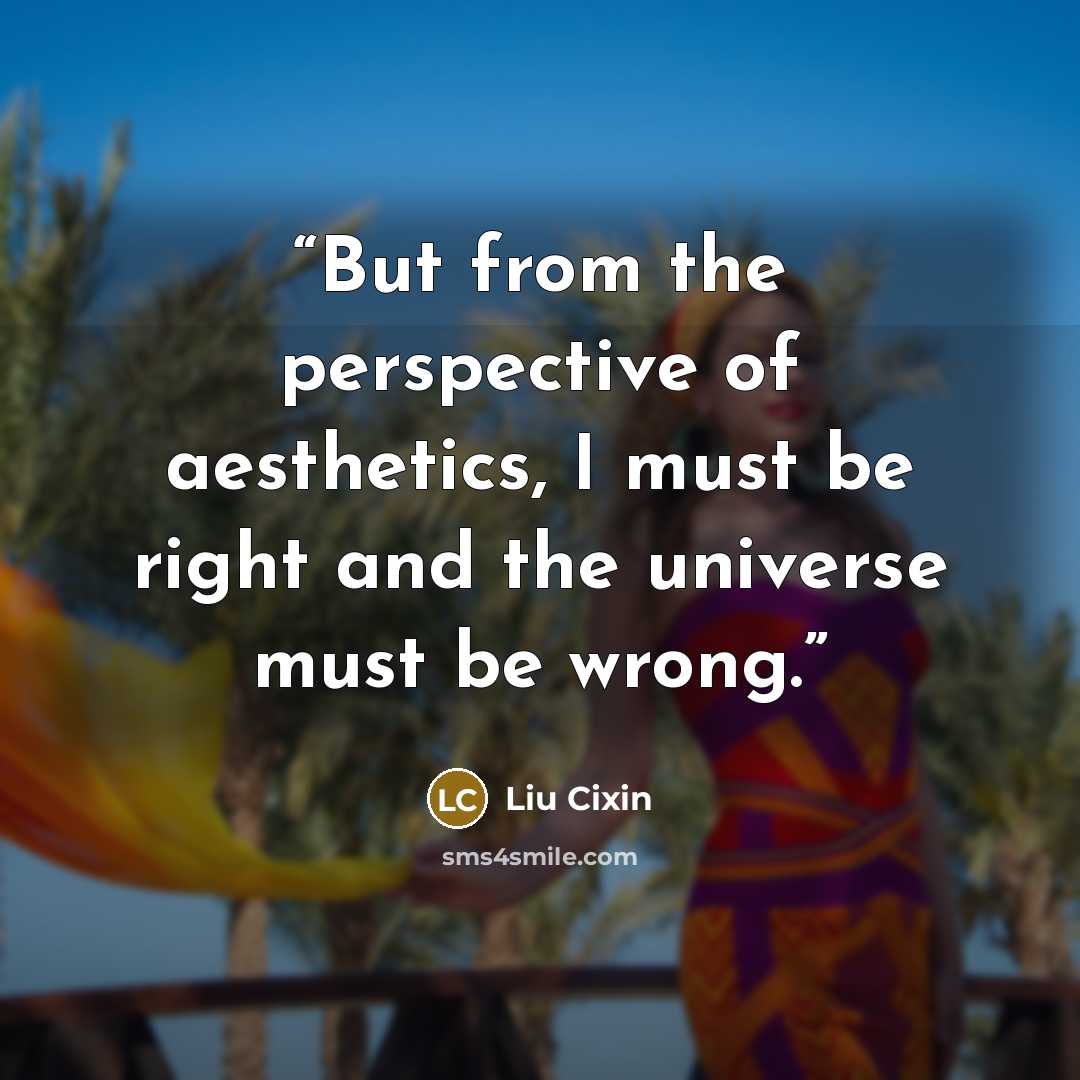 “But from the perspective of aesthetics, I must be right and the universe must be wrong.” quote by Liu Cixin