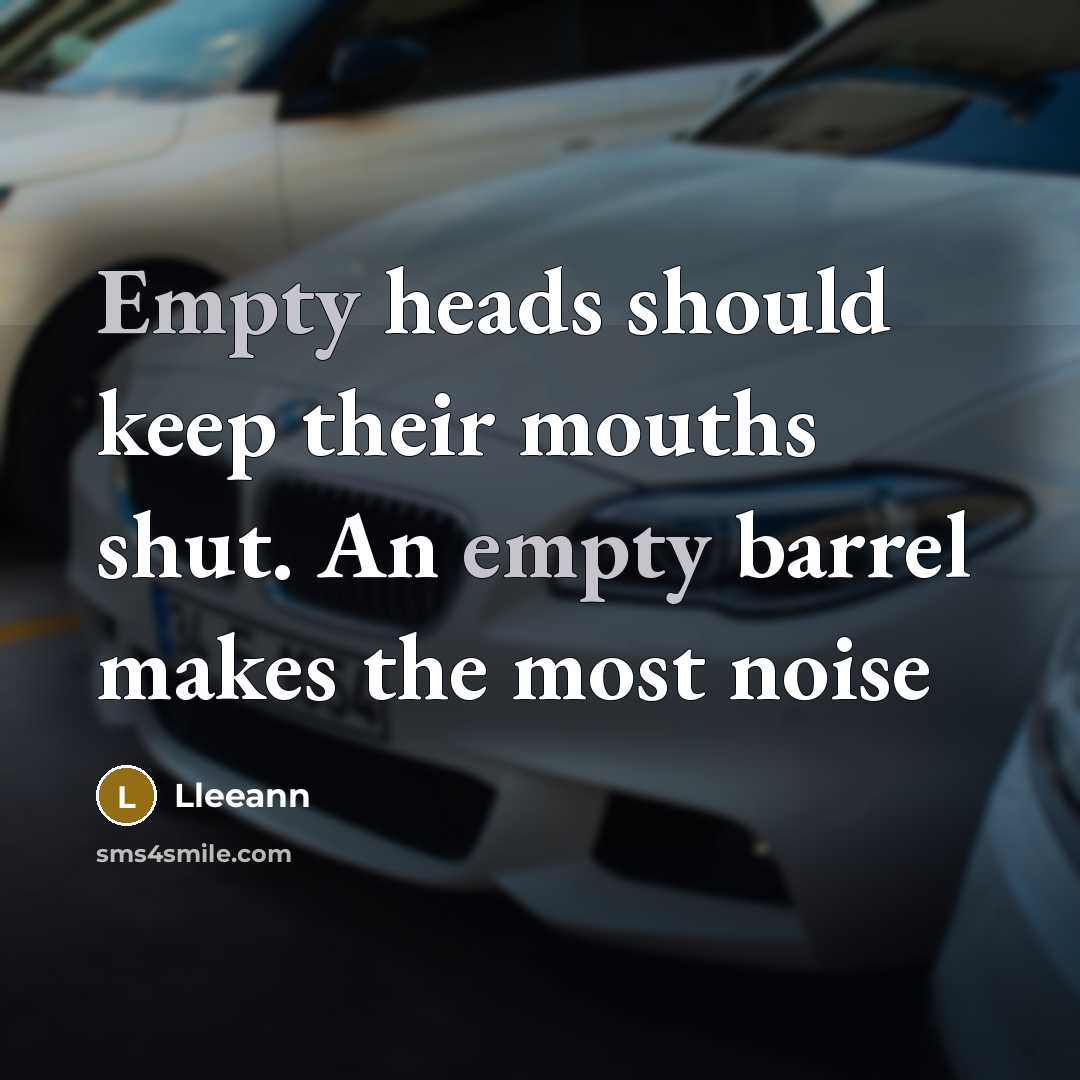 “Empty heads should keep their mouths shut. An empty barrel makes the most noise” quote by Lleeann