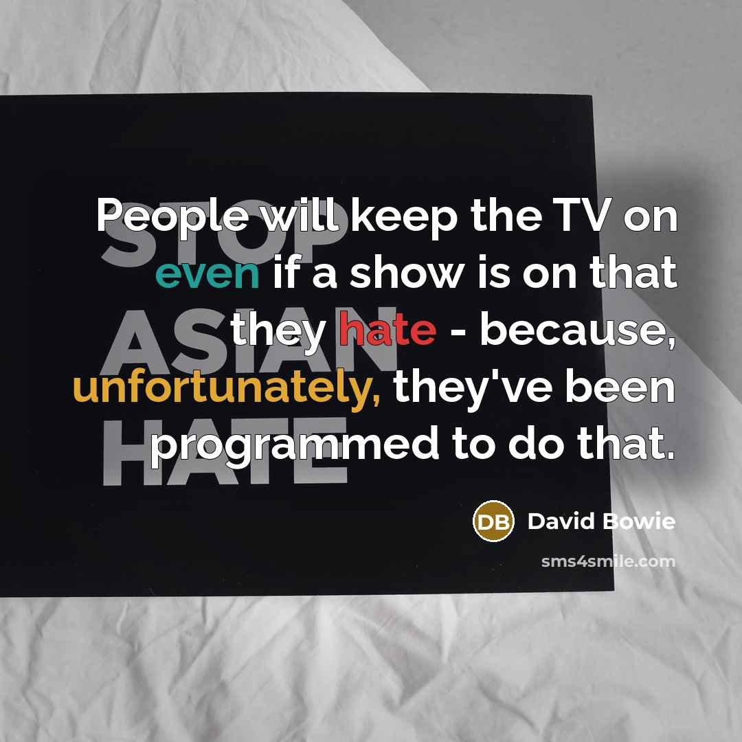 “People will keep the TV on even if a show is on that they hate - because, unfortunately, they've been programmed to do that.” quote by David Bowie