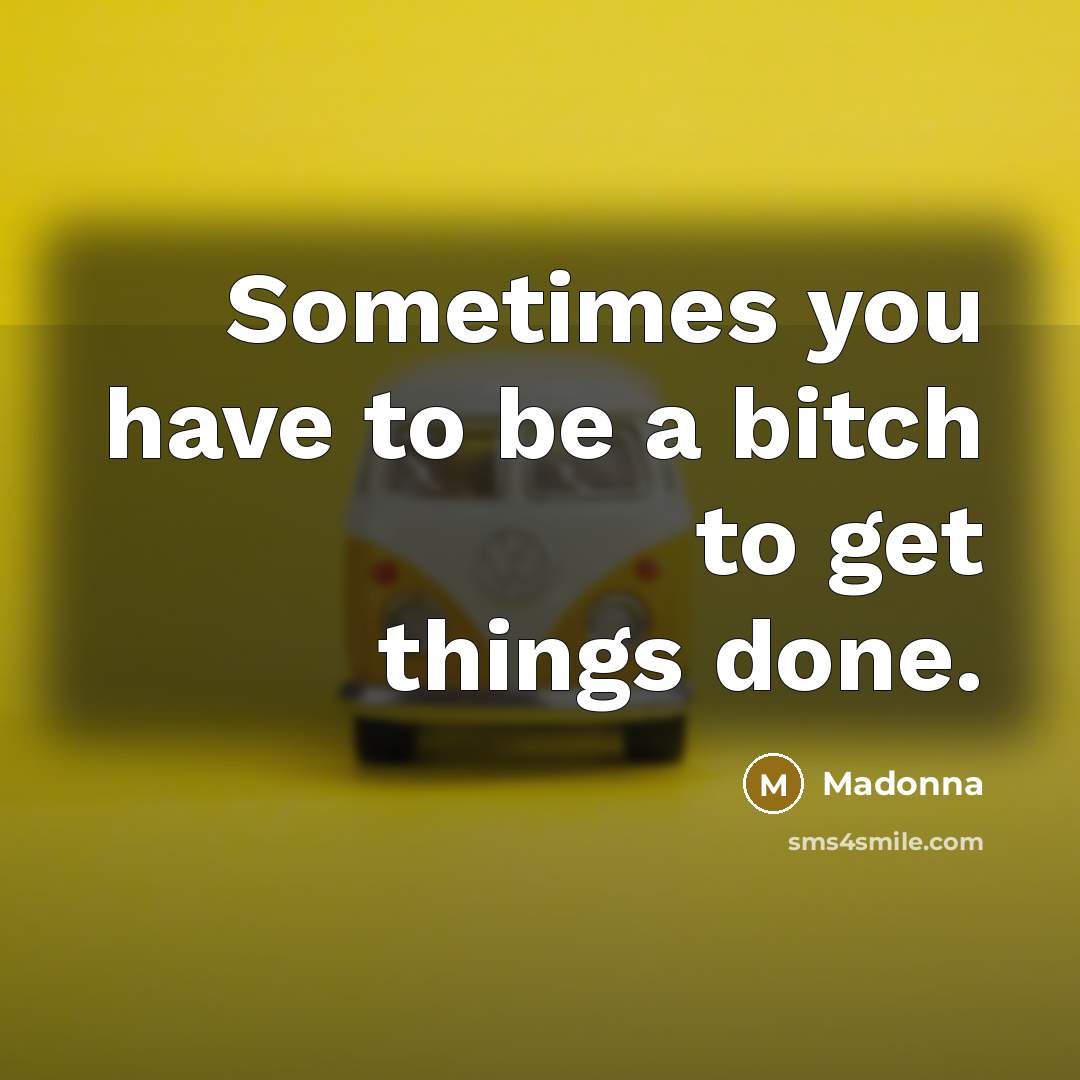 “Sometimes you have to be a bitch to get things done.” quote by Madonna