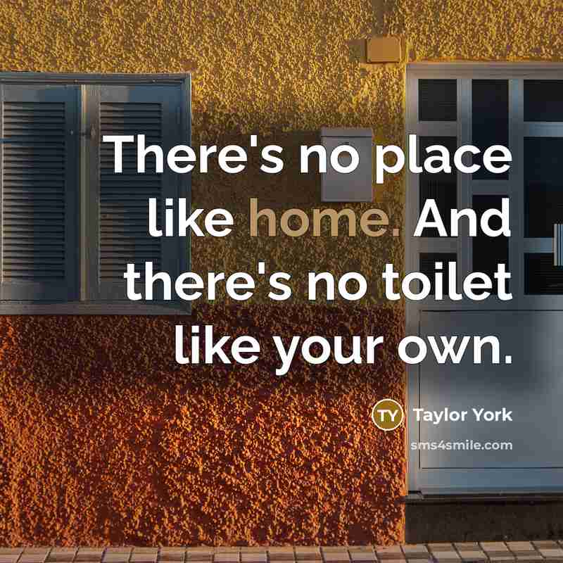 “There's no place like home. And there's no toilet like your own.” quote by Taylor York