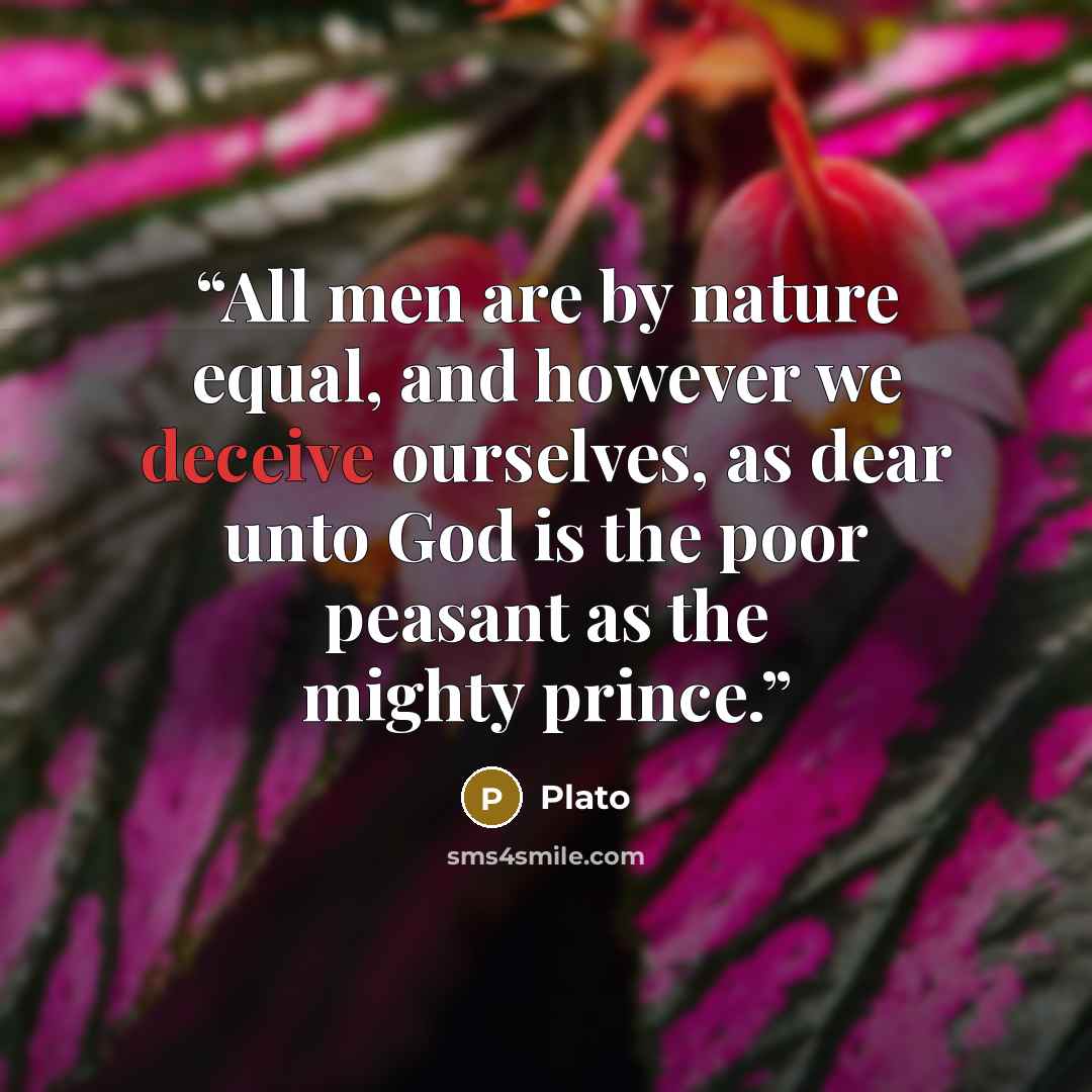 “All men are by nature equal, and however we deceive ourselves, as dear unto God is the poor peasant as the mighty prince.” quote by Plato