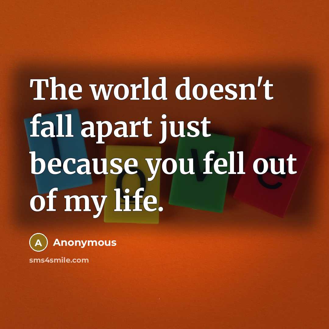 “The world doesn't fall apart just because you fell out of my life.” quote by Anonymous