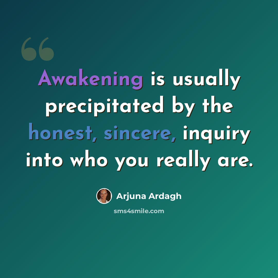 “Awakening is usually precipitated by the honest, sincere, inquiry into who you really are.” quote by Arjuna Ardagh