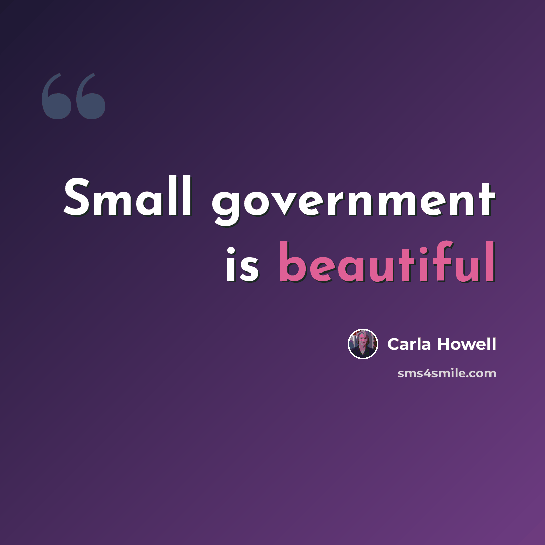 “Small government is beautiful” quote by Carla Howell