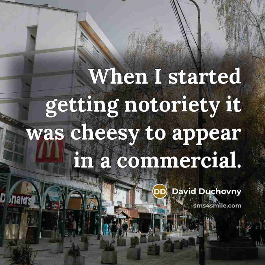 “When I started getting notoriety it was cheesy to appear in a commercial.” quote by David Duchovny