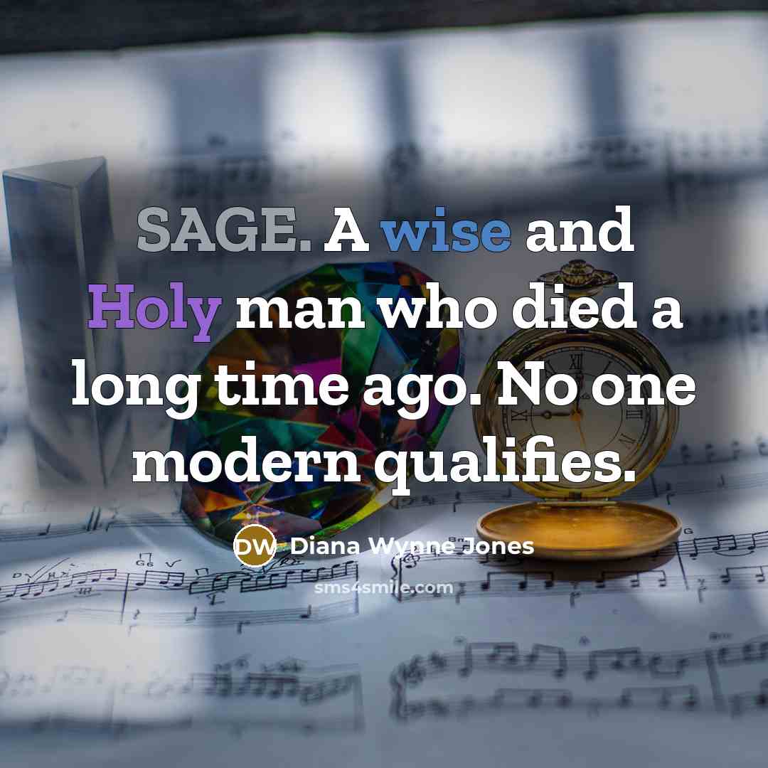 “SAGE. A wise and Holy man who died a long time ago. No one modern qualifies.” quote by Diana Wynne Jones