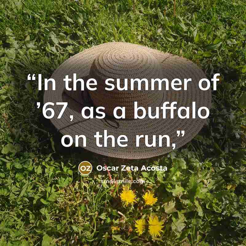 “In the summer of ’67, as a buffalo on the run,” quote by Oscar Zeta Acosta
