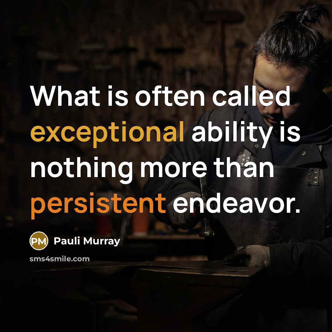 “What is often called exceptional ability is nothing more than persistent endeavor.” quote by Pauli Murray