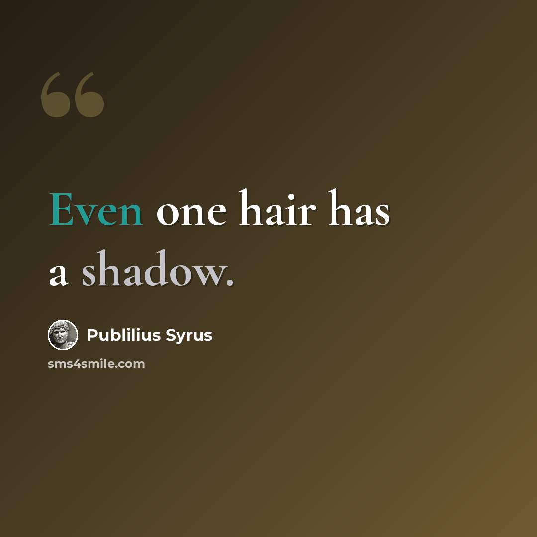 “Even one hair has a shadow.” quote by Publilius Syrus