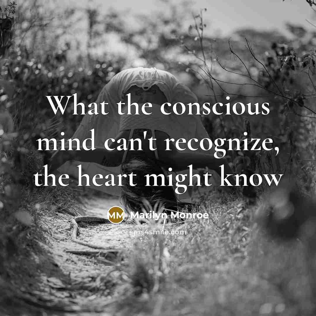 “What the conscious mind can't recognize, the heart might know” quote by Marilyn Monroe