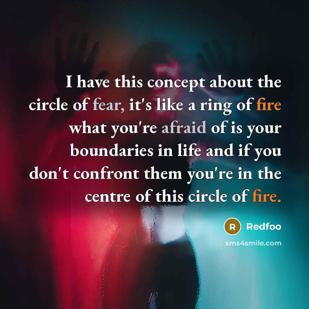 “I have this concept about the circle of fear, it's like a ring of fire what you're afraid of is your boundaries in life and if you don't confront them you're in the centre of this circle of fire.” quote by Redfoo