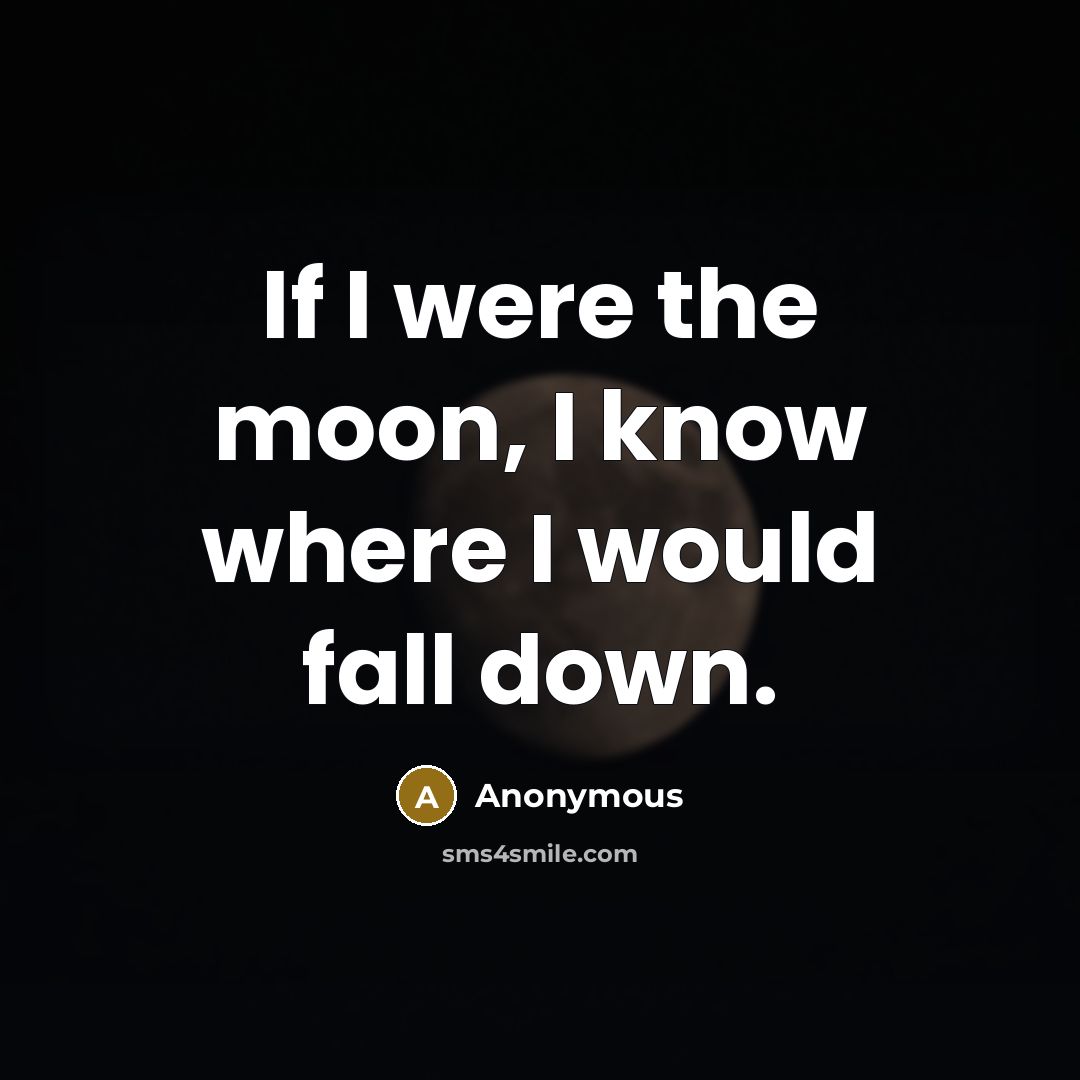 “If I were the moon, I know where I would fall down.” quote by Anonymous