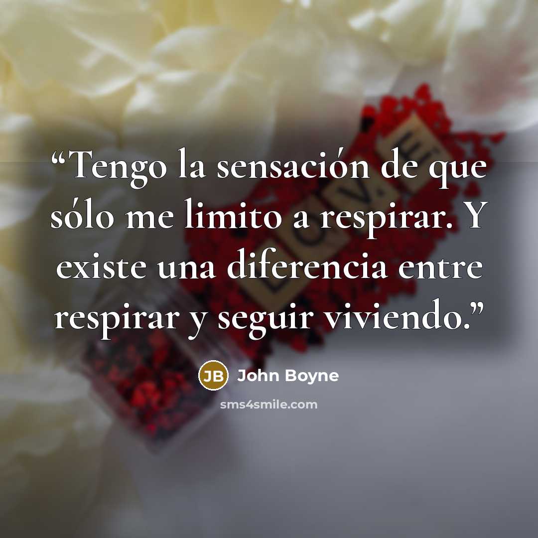 “Tengo la sensación de que sólo me limito a respirar. Y existe una diferencia entre respirar y seguir viviendo.” quote by John Boyne