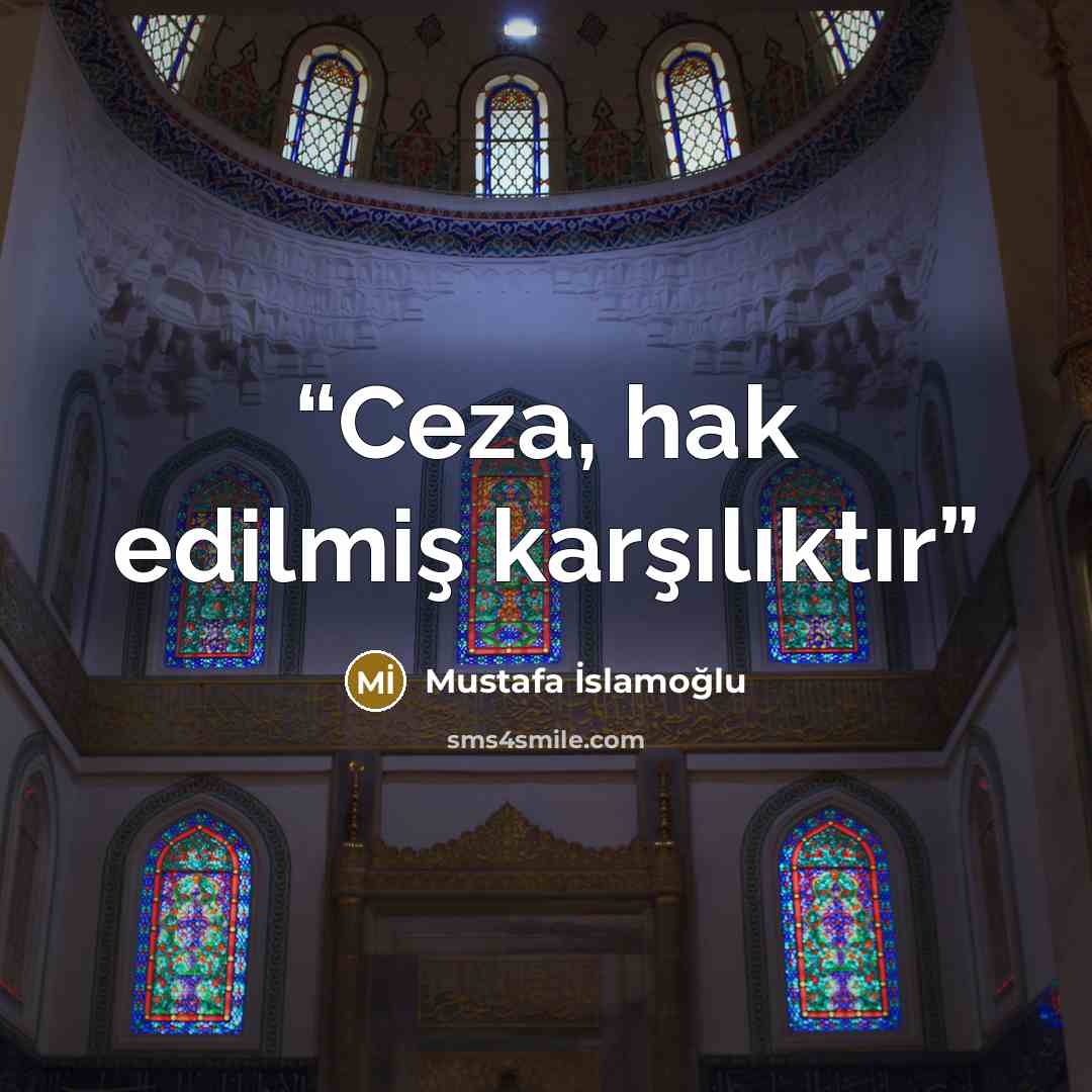 “Ceza, hak edilmiş karşılıktır” quote by Mustafa İslamoğlu