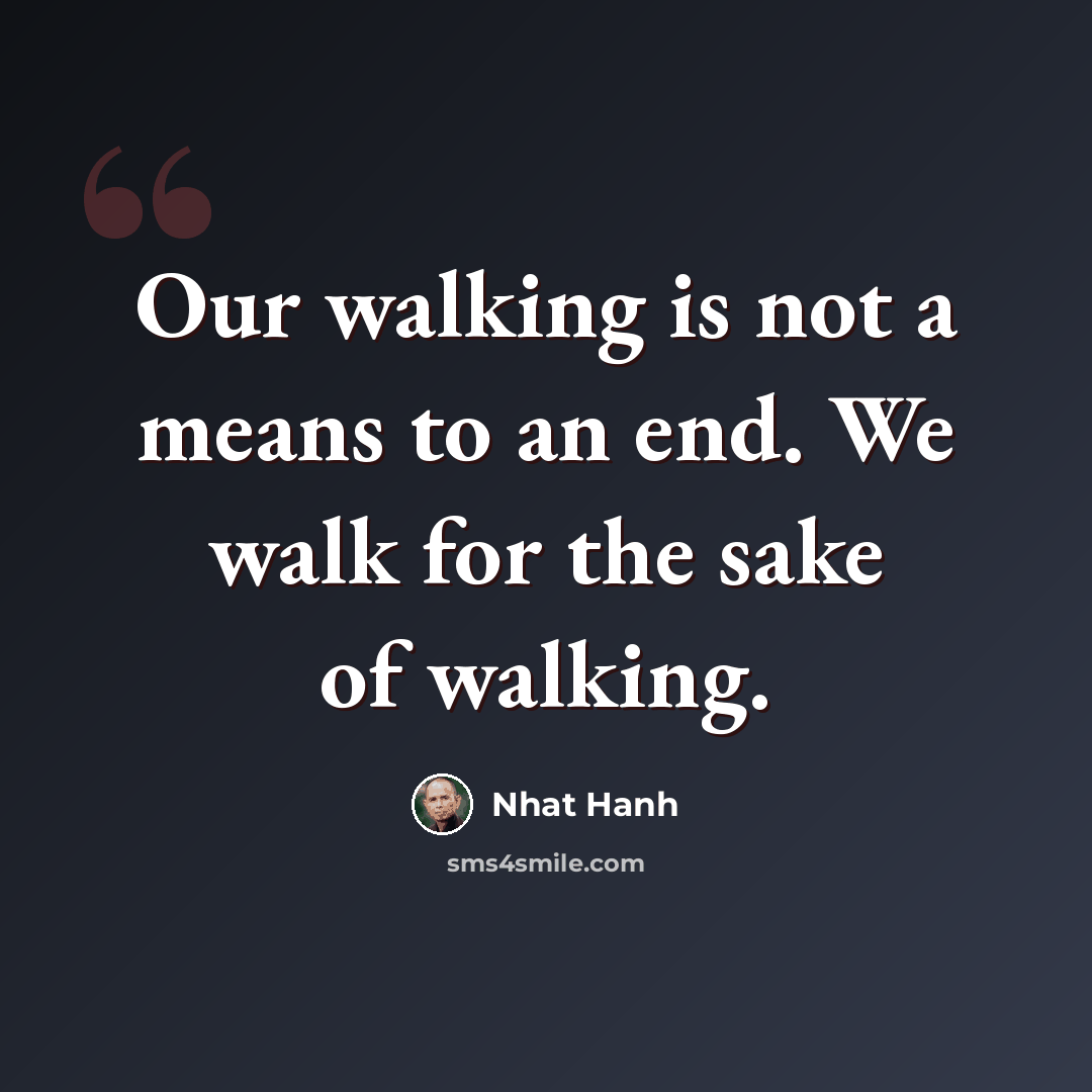 “Our walking is not a means to an end. We walk for the sake of walking.” quote by Nhat Hanh