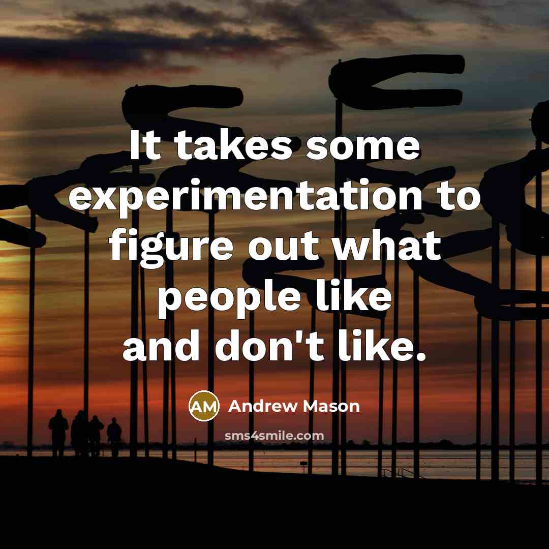 “It takes some experimentation to figure out what people like and don't like.” quote by Andrew Mason