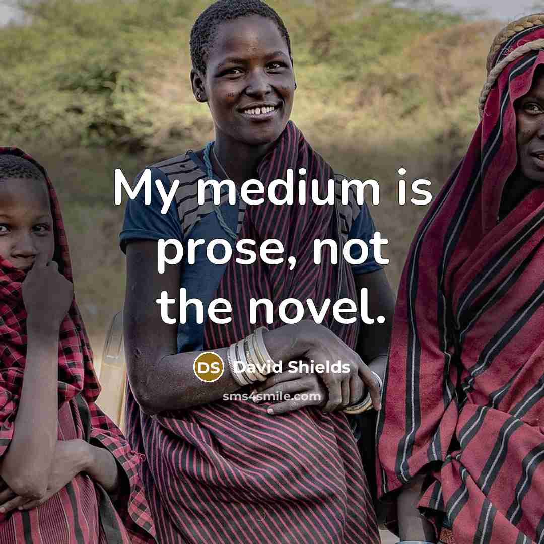“My medium is prose, not the novel.” quote by David Shields