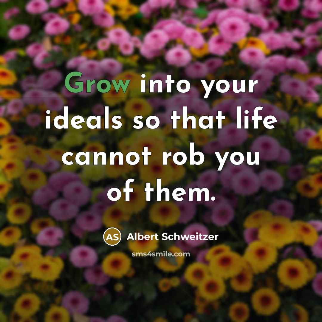 “Grow into your ideals so that life cannot rob you of them.” quote by Albert Schweitzer