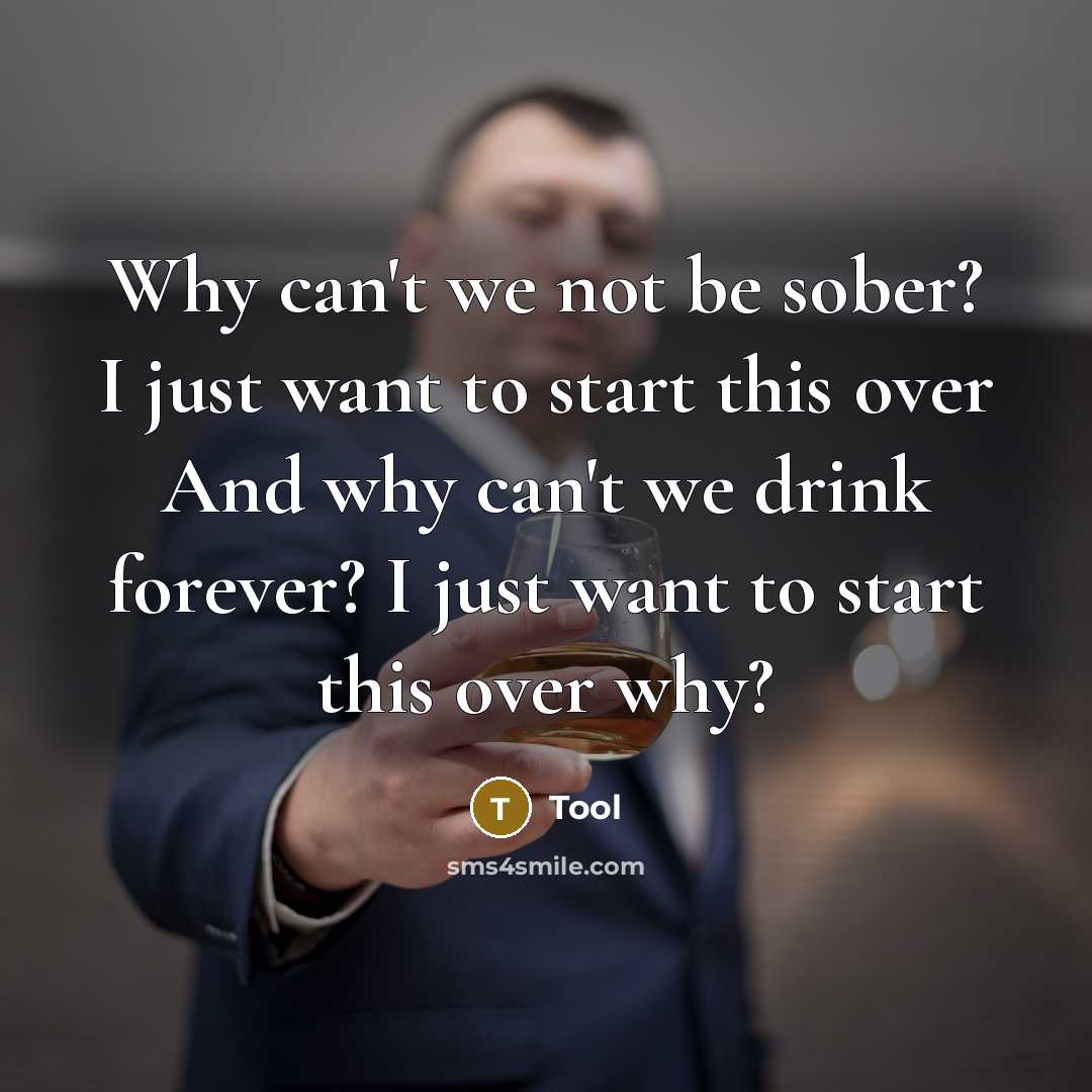 “Why can't we not be sober? I just want to start this over And why can't we drink forever? I just want to start this over why?” quote by Tool