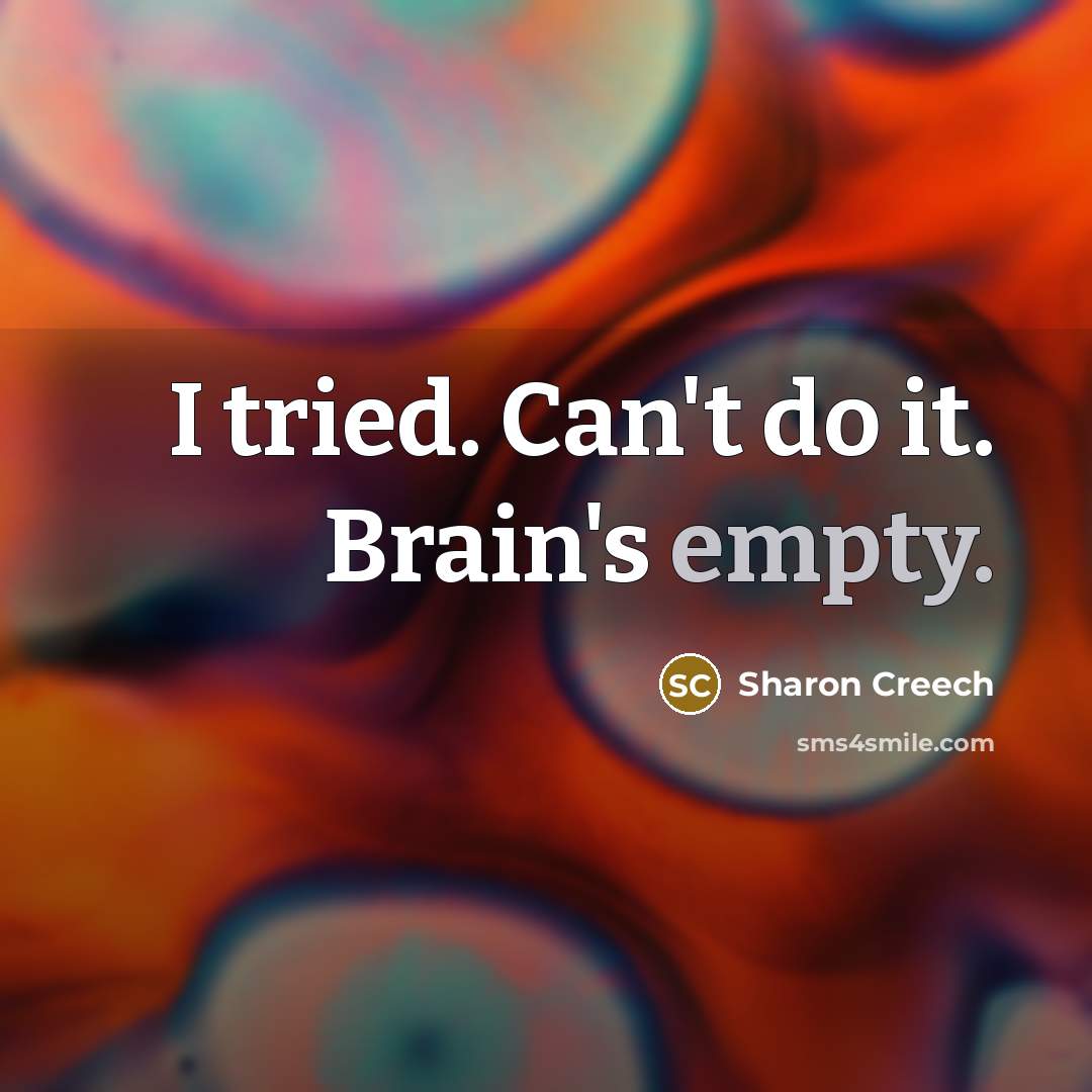 “I tried. Can't do it. Brain's empty.” quote by Sharon Creech