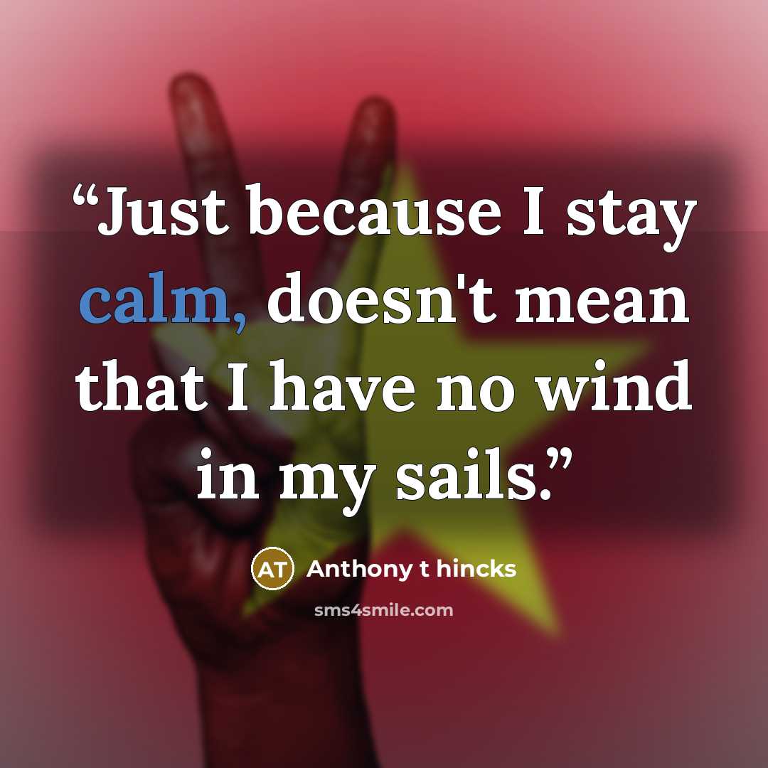 “Just because I stay calm, doesn't mean that I have no wind in my sails.” quote by Anthony t hincks