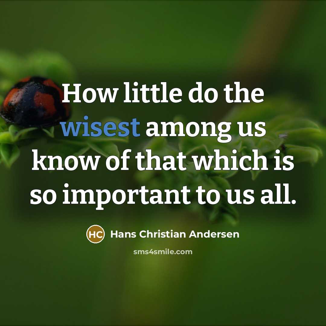 “How little do the wisest among us know of that which is so important to us all.” quote by Hans Christian Andersen
