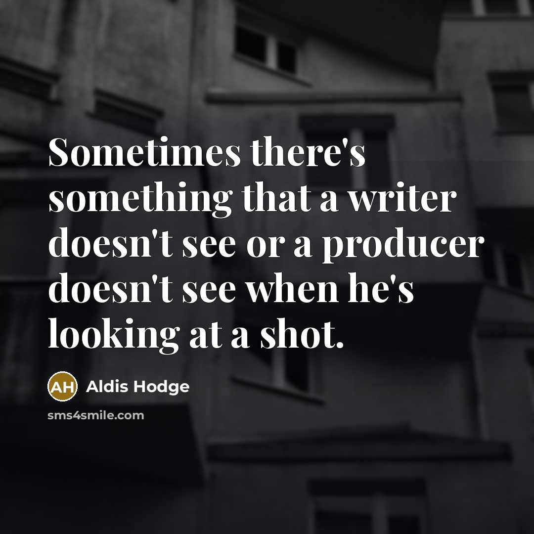 “Sometimes there's something that a writer doesn't see or a producer doesn't see when he's looking at a shot.” quote by Aldis Hodge